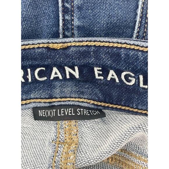 American Eagle Dark Wash Distressed Blue Denim Skinny Jeans Women's Size 0 Short - Picture 6 of 8